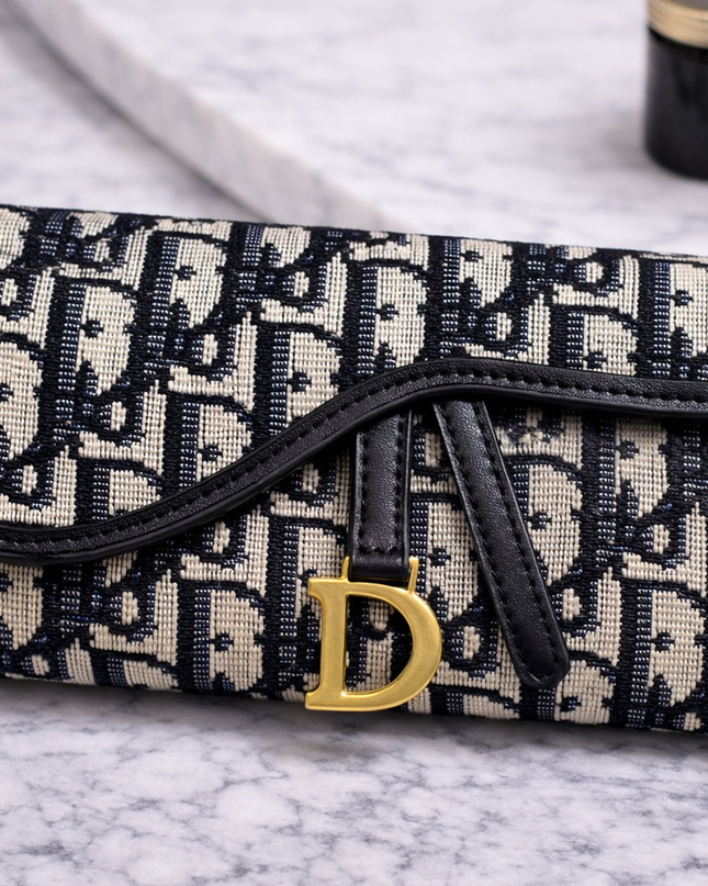 Title: Monogram Flap Long Wallet with Gold D Charm