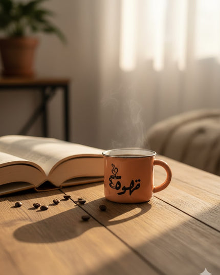 Arabic “Coffee” Ceramic Mug – Minimalist Coffee Lover Cup