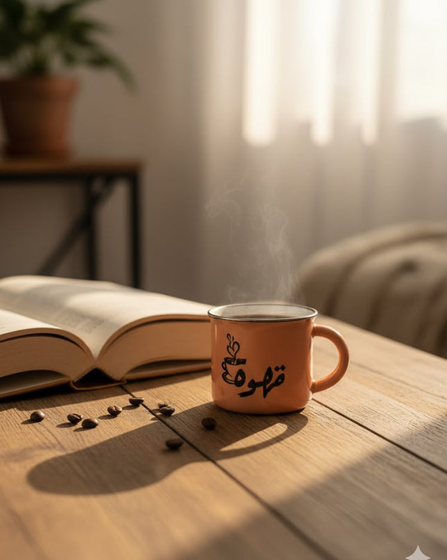 Arabic “Coffee” Ceramic Mug – Minimalist Coffee Lover Cup
