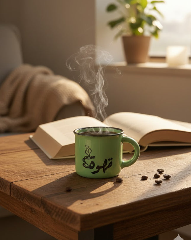 Arabic “Coffee” Ceramic Mug – Minimalist Coffee Lover Cup