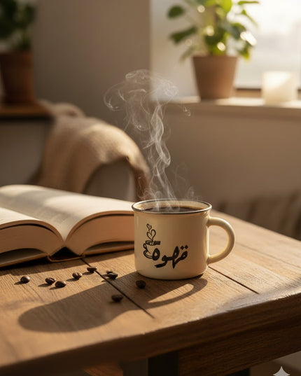Arabic “Coffee” Ceramic Mug – Minimalist Coffee Lover Cup