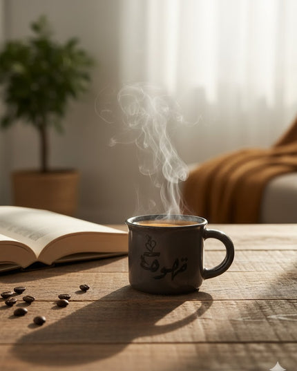 Arabic “Coffee” Ceramic Mug – Minimalist Coffee Lover Cup