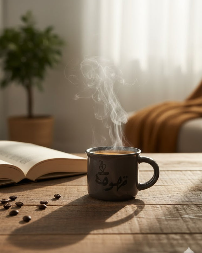 Arabic “Coffee” Ceramic Mug – Minimalist Coffee Lover Cup
