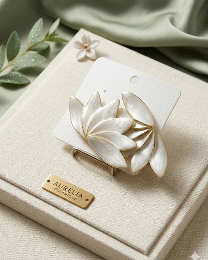 Elegant White Petal Statement Earrings – Gold Trim Floral Design