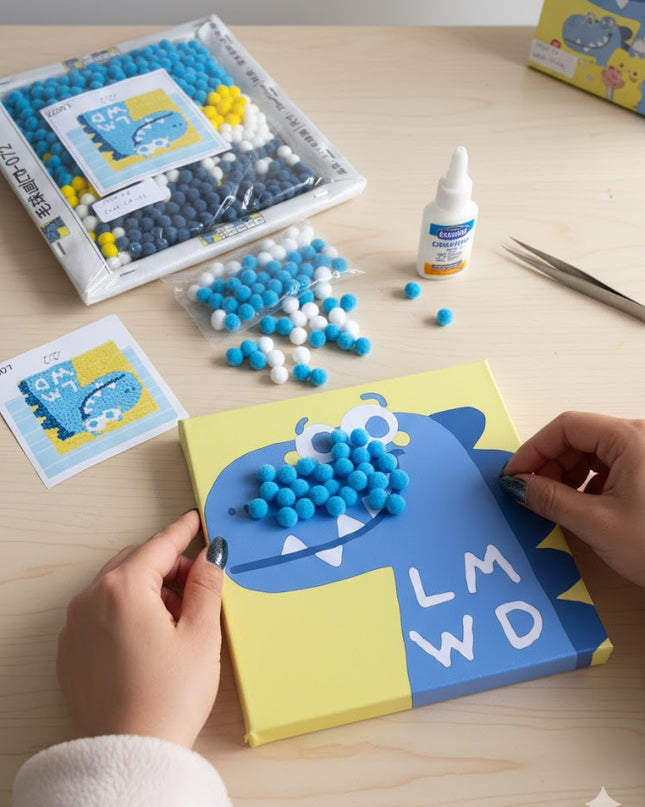 DIY Fur Art Craft Kit (Fuzzy Ball Mosaic Set)
