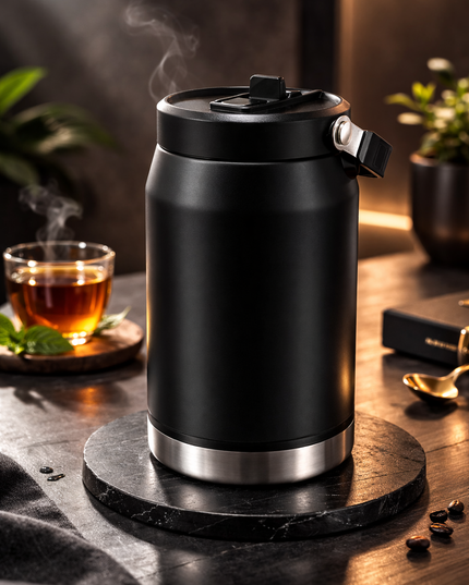 Matte Black Insulated Thermal Jug – Large Capacity Travel Tumbler