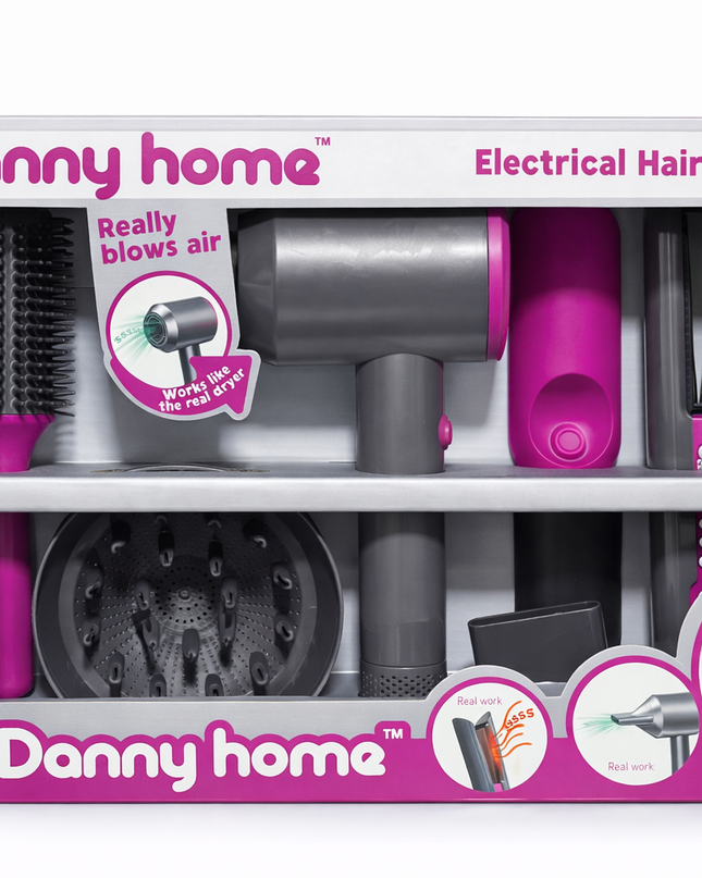 Danny Home Electrical Hairdryer 2-in-1 Styling Set – Realistic Lights & Sounds (3+