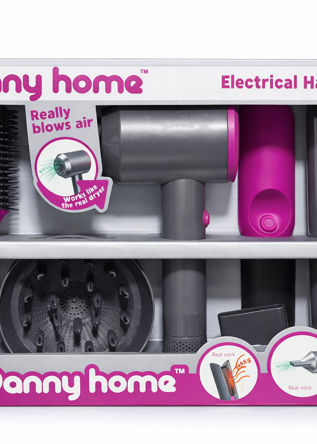 Danny Home Electrical Hairdryer 2-in-1 Styling Set – Realistic Lights & Sounds (3+