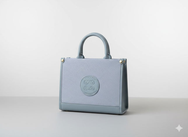 Textured Mini Top-Handle Bag – Soft Blue