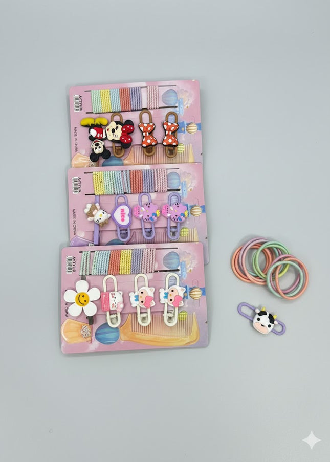 Kids Cute Hair Clips & Hair Ties Set