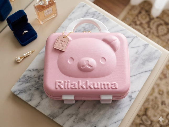 Rilakkuma Travel Makeup Case Set – Cute Hard Shell Cosmetic Organizer (2 Colors)
