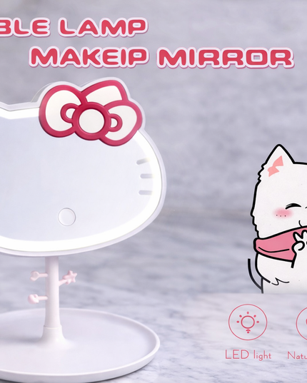 Hello Kitty LED Table Lamp & Makeup Mirror with Storage