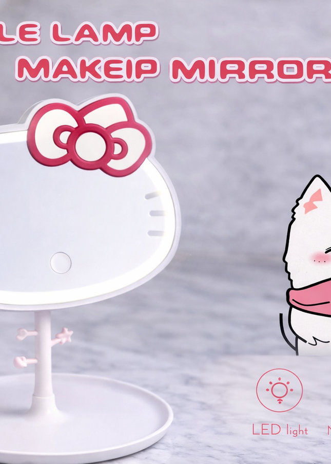 Hello Kitty LED Table Lamp & Makeup Mirror with Storage