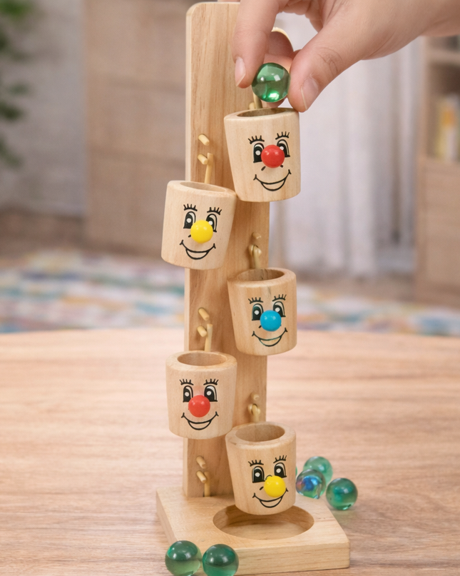 Happy Faces Wooden Marble Run Toy
