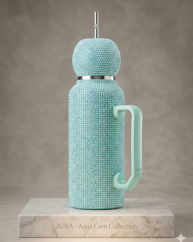 Luxury Matte Gem Tumbler Cup – Rhinestone Insulated Drink Bottle