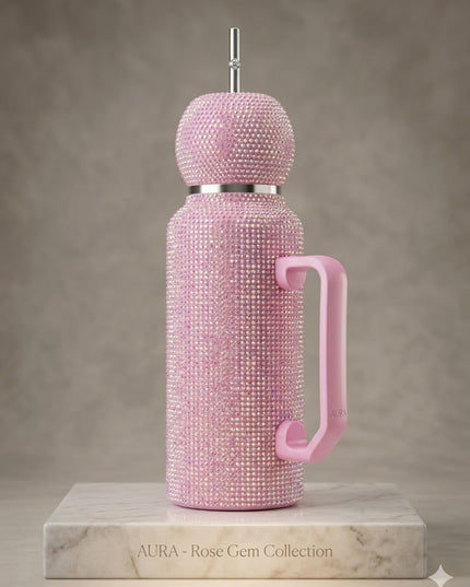 Luxury Matte Gem Tumbler Cup – Rhinestone Insulated Drink Bottle