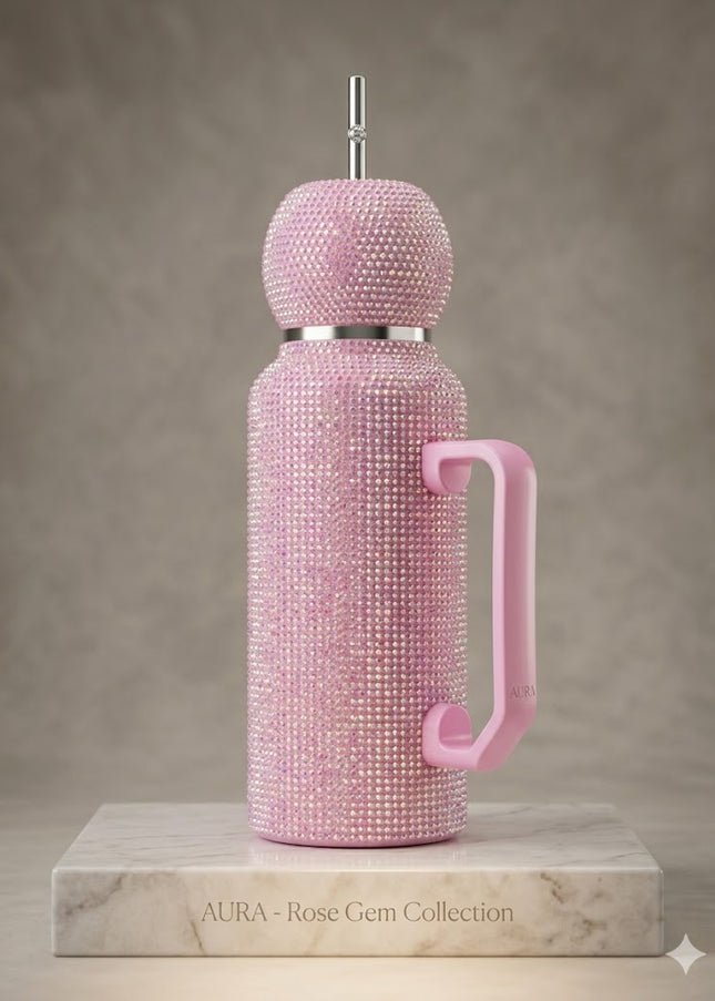 Luxury Matte Gem Tumbler Cup – Rhinestone Insulated Drink Bottle