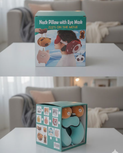 Dreamy Travel Buddy – Kids Neck Pillow & Eye Mask Set