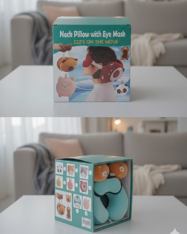 Dreamy Travel Buddy – Kids Neck Pillow & Eye Mask Set