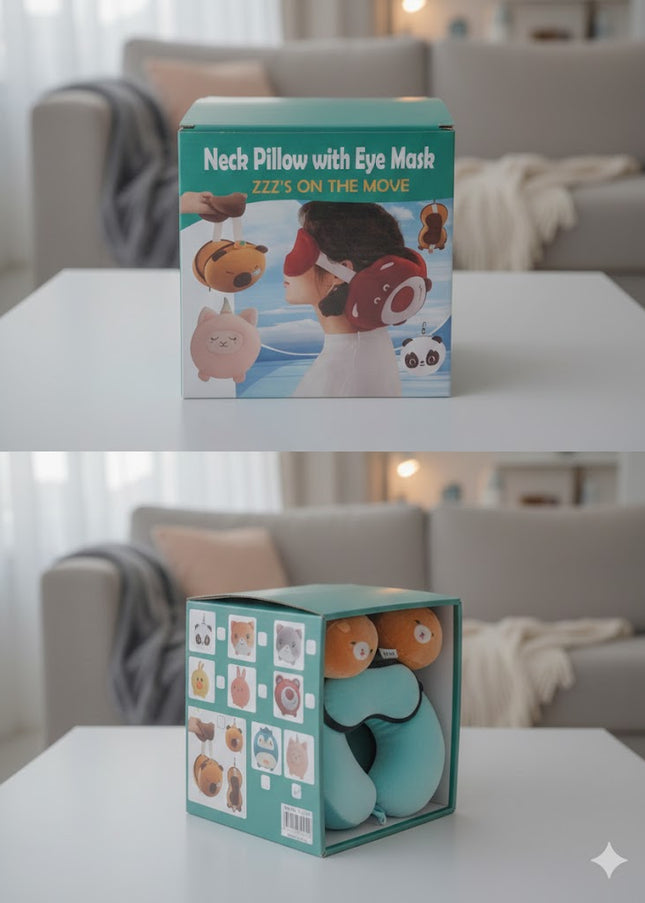 Dreamy Travel Buddy – Kids Neck Pillow & Eye Mask Set