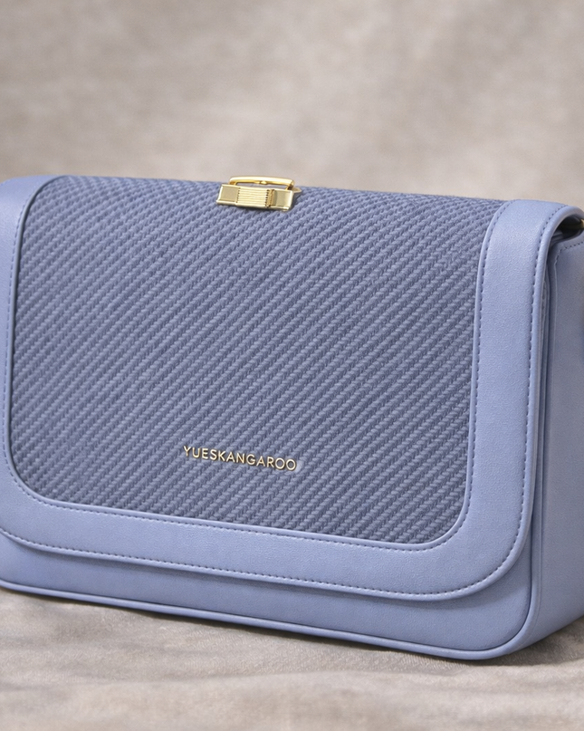 Elegant Textured Clutch Handbag – Grey & Beige