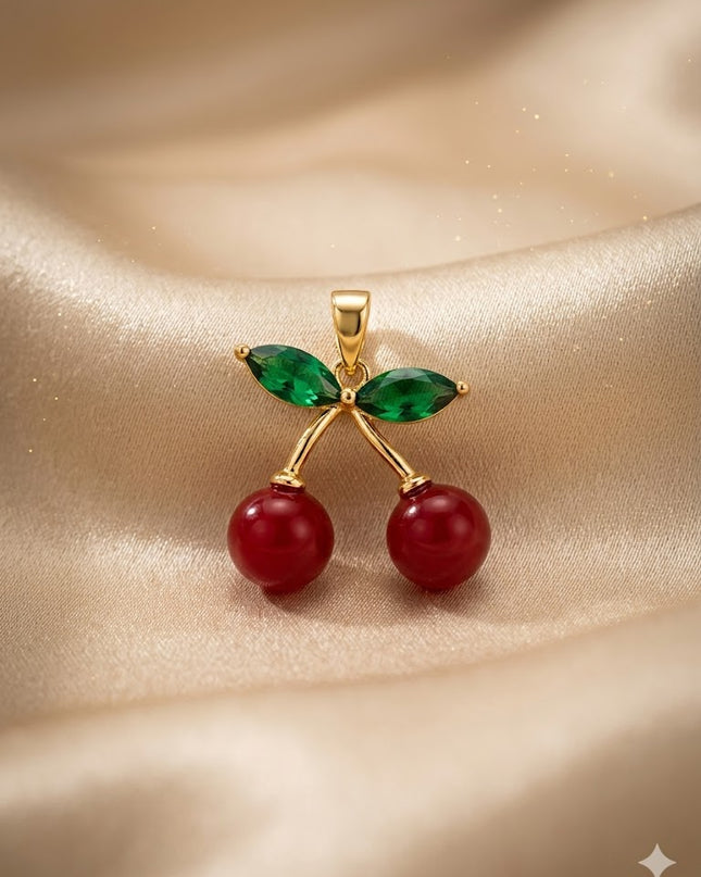 Luxury Gold Pendant Collection – Multicolor Gem, Cherry & Crystal Heart Necklaces