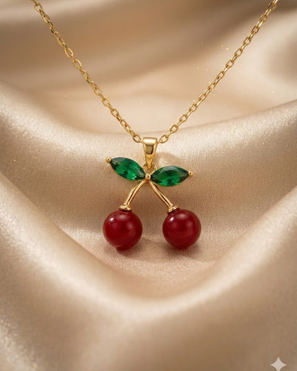 Luxury Gold Pendant Collection – Multicolor Gem, Cherry & Crystal Heart Necklaces