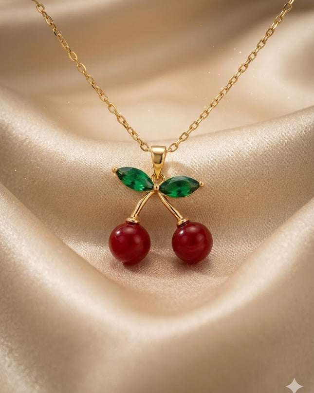 Luxury Gold Pendant Collection – Multicolor Gem, Cherry & Crystal Heart Necklaces