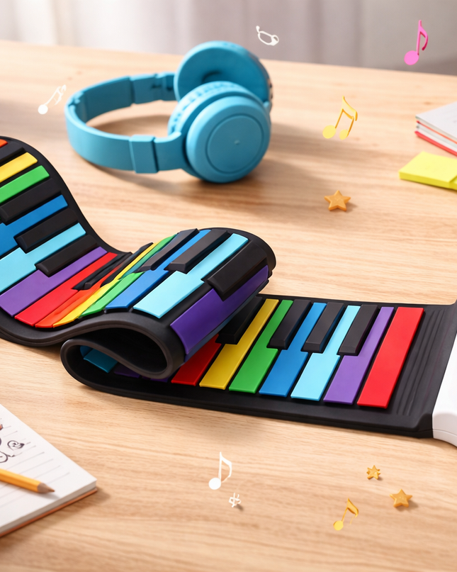 Rainbow Roll-Up Piano Keyboard