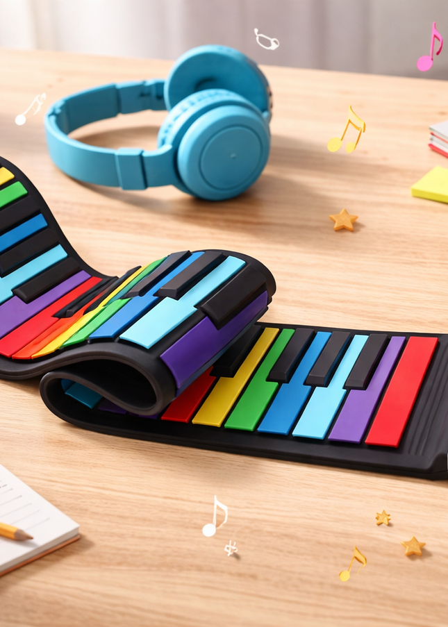 Rainbow Roll-Up Piano Keyboard
