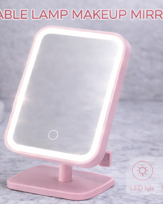 LED Table Lamp Makeup Mirror – Adjustable & Touch Control