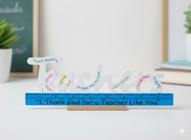 Thank You Teacher Decorative Desk Plaque – Inspirational Appreciation Gift