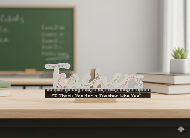 Thank You Teacher Decorative Desk Plaque – Inspirational Appreciation Gift