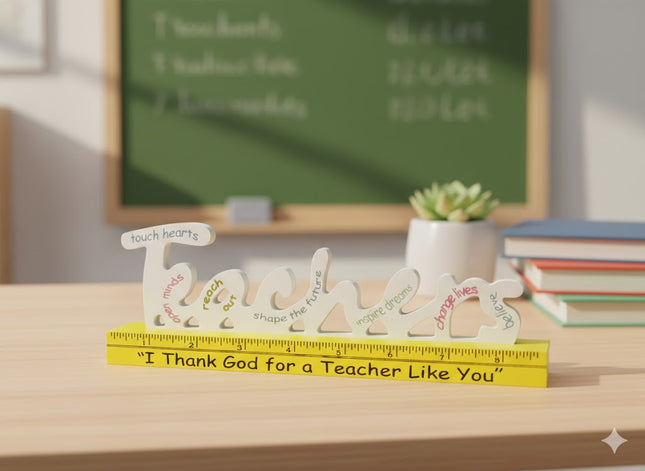 Thank You Teacher Decorative Desk Plaque – Inspirational Appreciation Gift